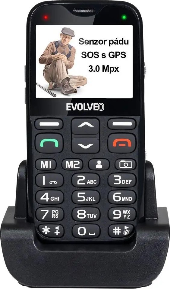 Telefoni EVOLVEO EasyPhone XG, ekran 2.4", tastierë e madhe, i zi