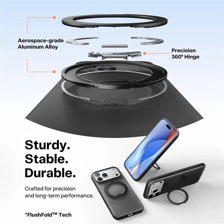 Mbrojtëse telefoni Torras Ostand R Fitness Series për iPhone 17 Pro Max, me unazë 360°, MagSafe, e zezë