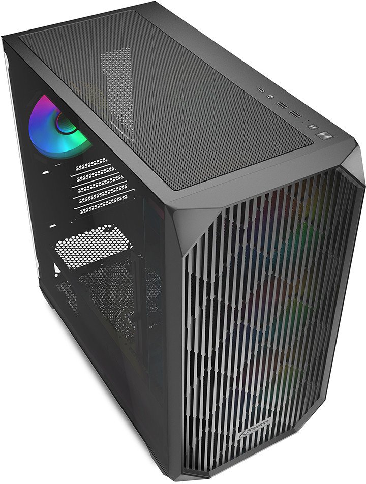 Kullë PC Sharkoon MK3 RGB, Micro Tower, me ndriçim RGB, e zezë