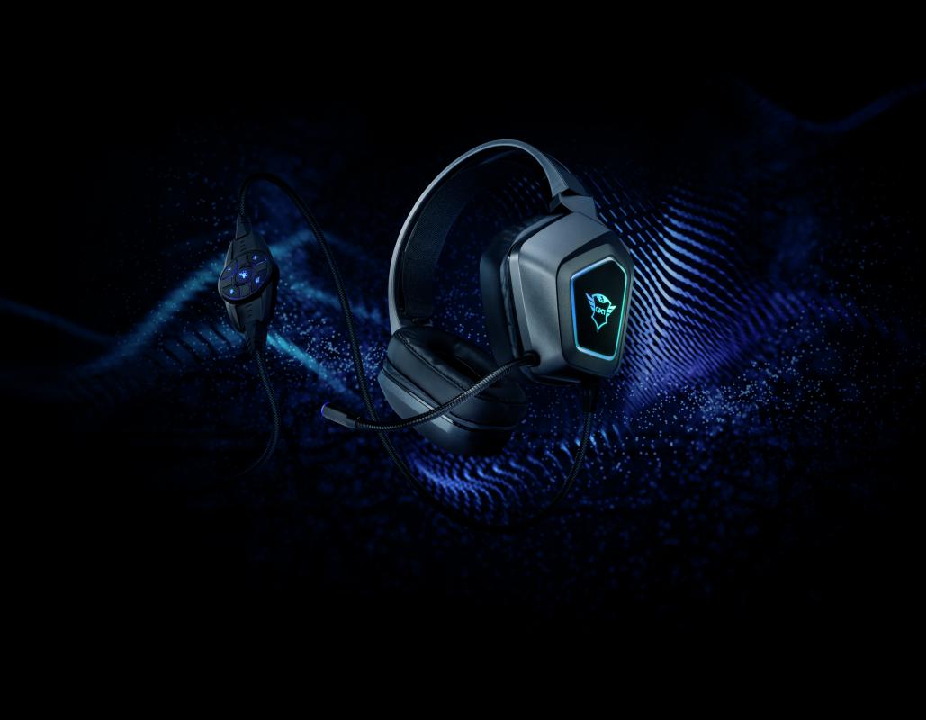 Headset gaming Trust GXT 450 Blizz, 7.1 surround, RGB, me kabllo