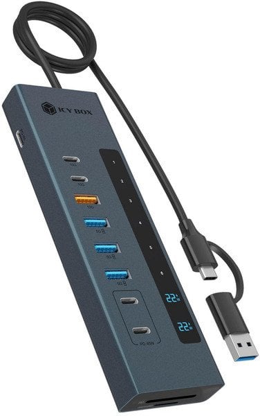 Docking station Icy Box IB-HUB1742CR-C2PD, USB C 11 porta, Power Delivery, i zi