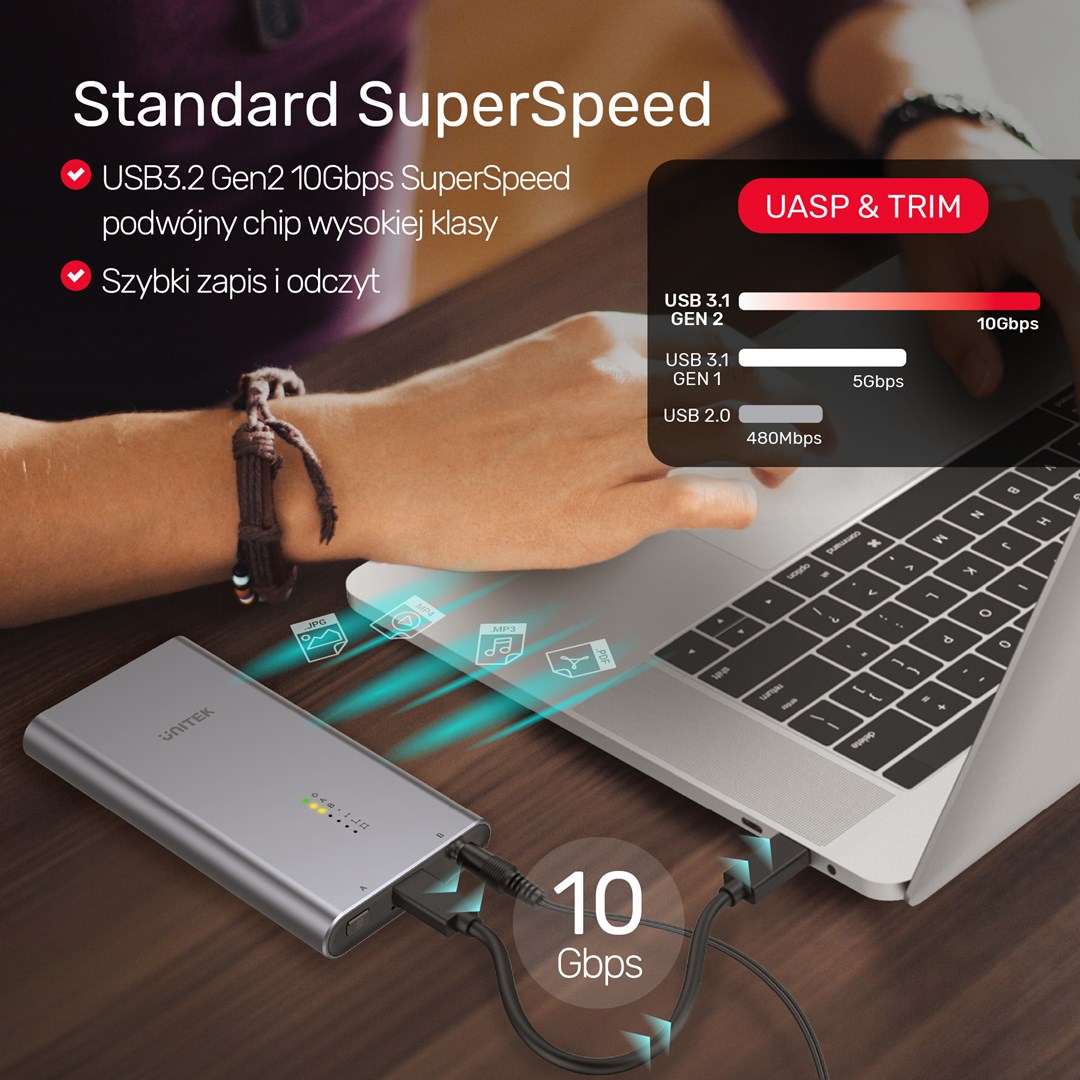Kuti eksternale SSD Unitek S1206A, USB C 3.2 Gen 2, për M.2 PCIe NVMe, argjendtë