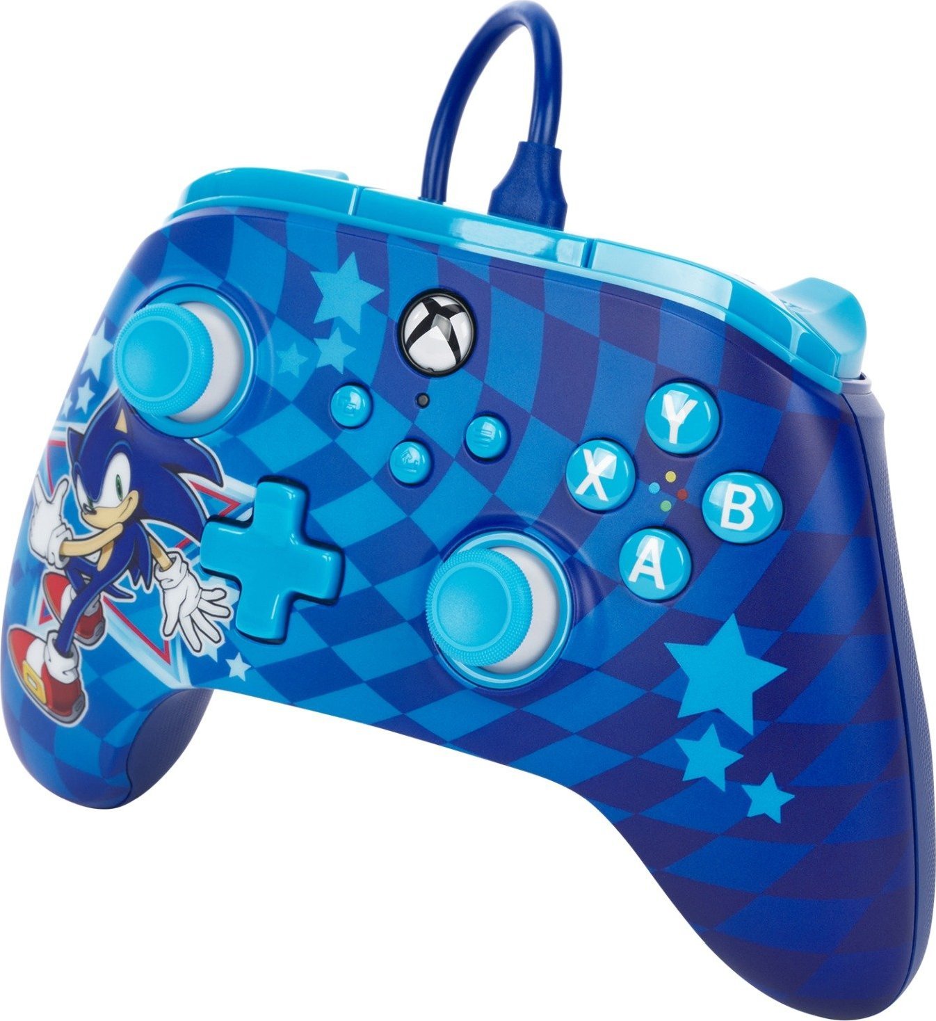 Gamepad PowerA XBGP0229-01, me kabllo USB, për Xbox Series X S, blu kuqe bardhë