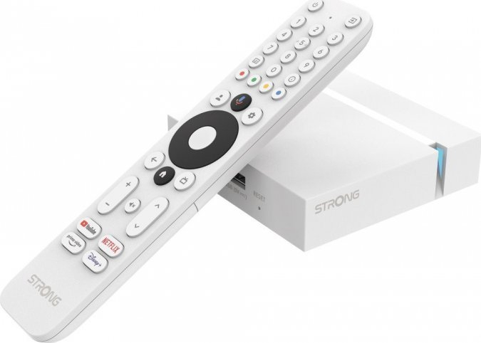 Receiver TV Strong LEAP-S3+ V2, 4K UHD, Google TV Android 11, i bardhë