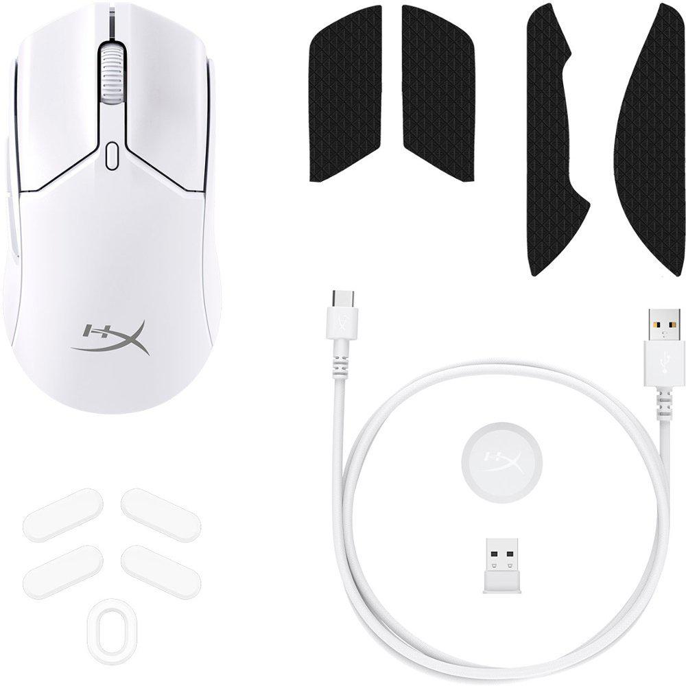 Maus gaming HyperX Pulsefire Haste 2 Core Wireless, pa tela, RGB, i bardhë