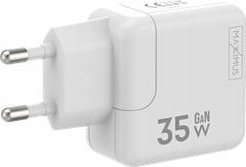 Полнач за во ѕид MX Burst GaN PD, 35W, 2xUSB C со кабел USB C 65W, бел