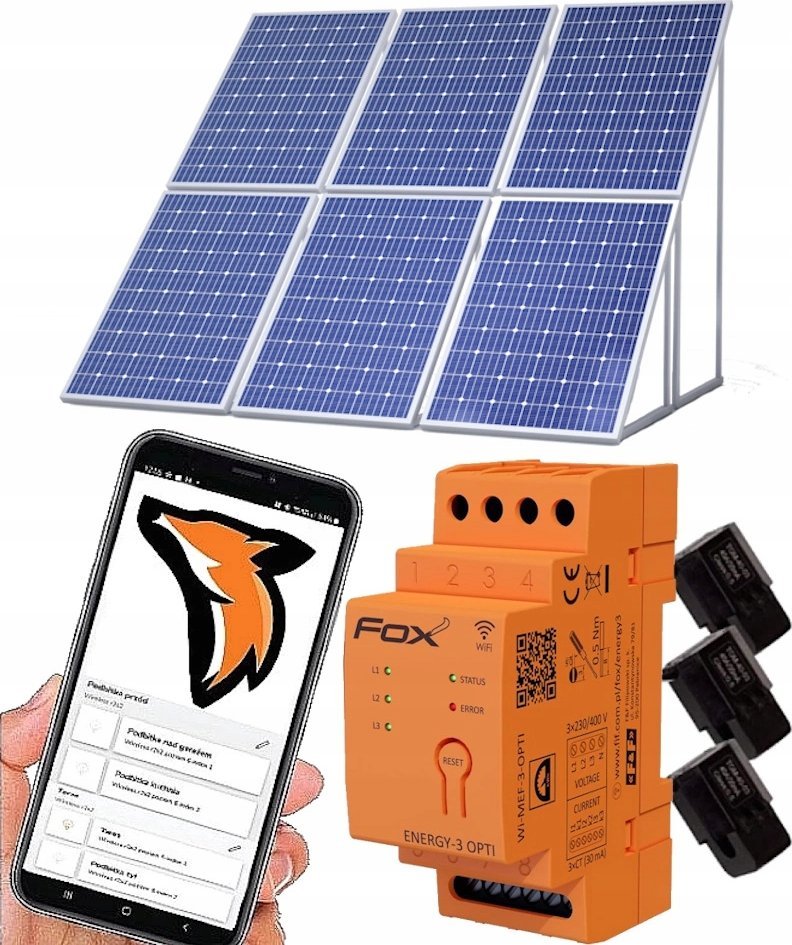 Matës energjie FOX Wi‑MEF‑3‑OPTI‑40, trefazor 40A, Wi‑Fi, i bardhë