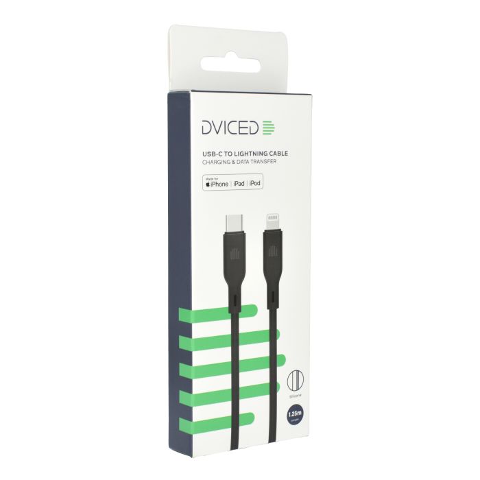 Dviced Cable USB-C To Lightning Silicone 1,25M, Black