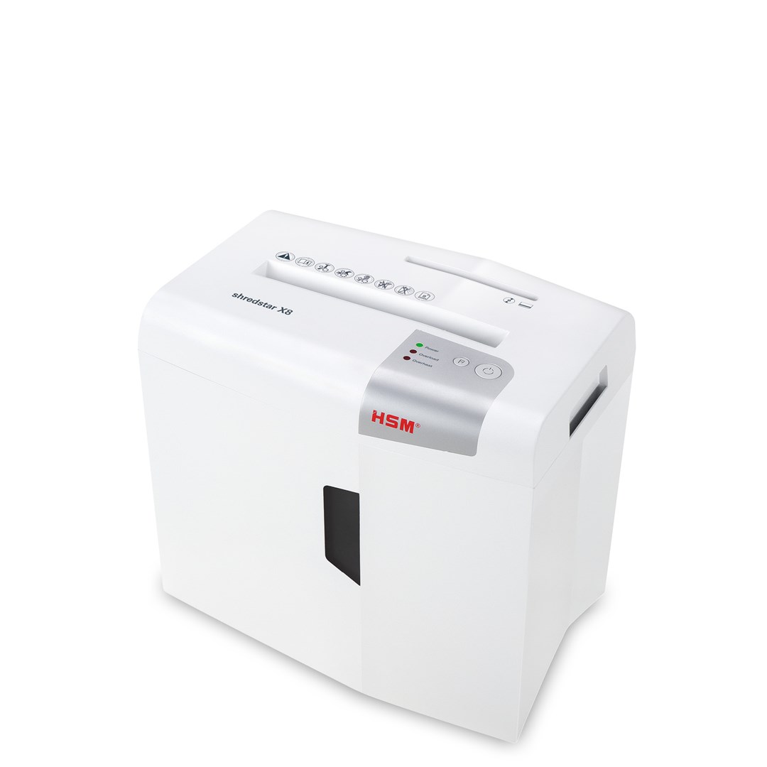 Makinë shkatërruese dokumentesh HSM Shredstar X8 P-4, 250W, prerje kryq, e bardhë