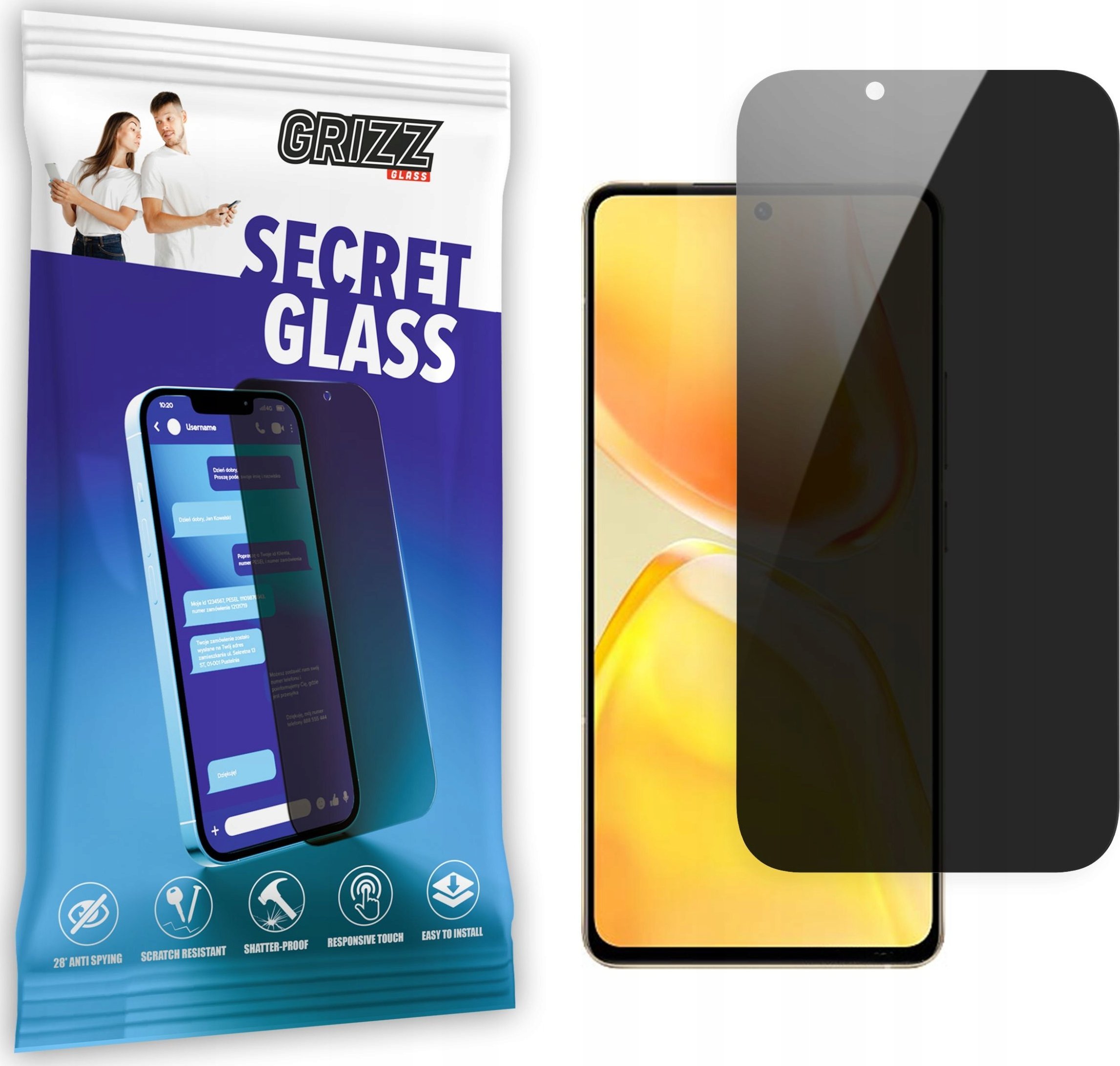 Xham mbrojtës privatësie Grizz SecretGlass për Vivo S15, qeramike, transparencë e lartë