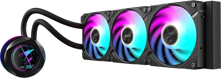 Ftohës uji për procesor Gigabyte Aorus WaterForce X II 360, 360mm, ekran LCD, ARGB