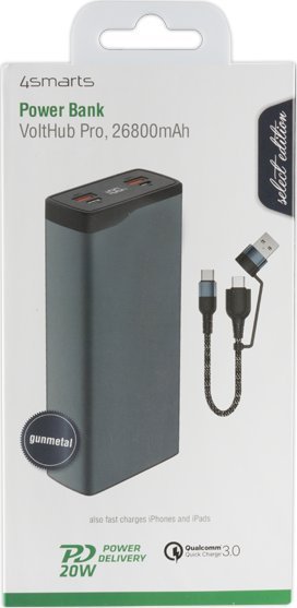 Power bank 4smarts VoltHub Pro Select Edition, 26800 mAh, 22.5W, gri Gun Metal