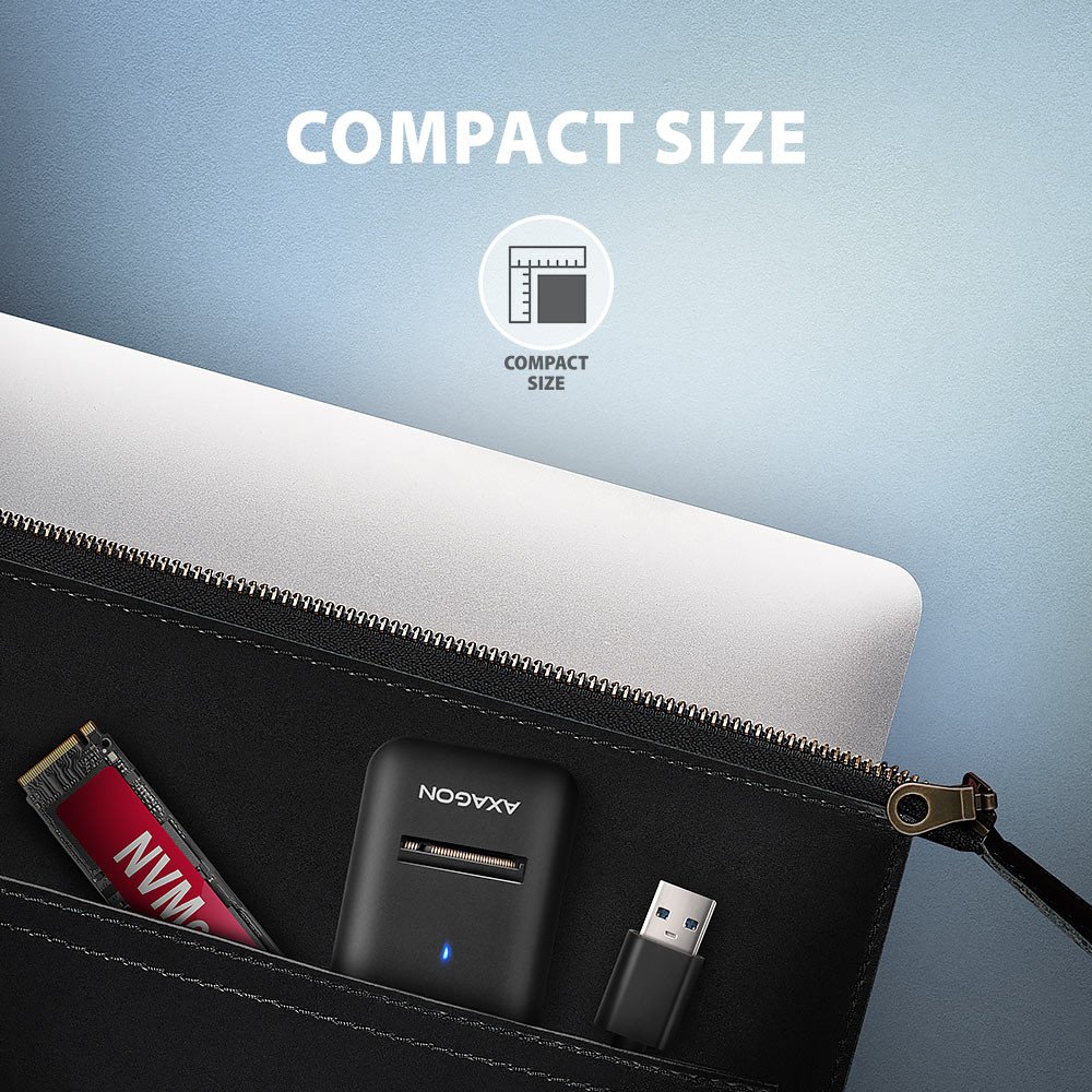 Adapter për SSD M.2 AXAGON ADM2-AM, NVMe dhe SATA, USB-A 10 Gbps, kabllo 10 cm