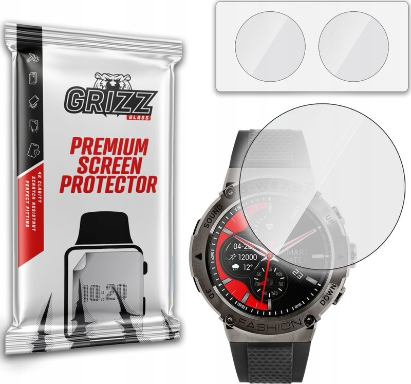 Mbrojtës ekrani GrizzGlass HybridGlass, xham hibrid smartwatch, 2 copë, transparent