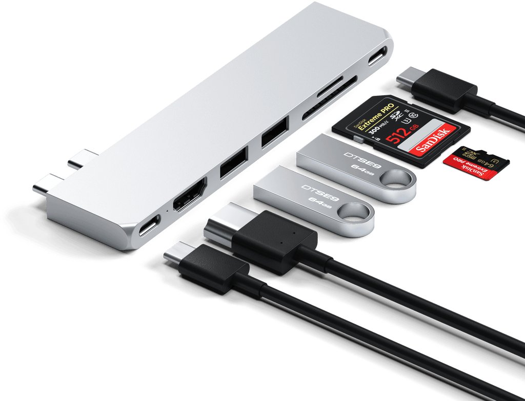 Hub USB C Satechi Pro Hub Slim, për MacBook Air M2, HDMI, argjendtë