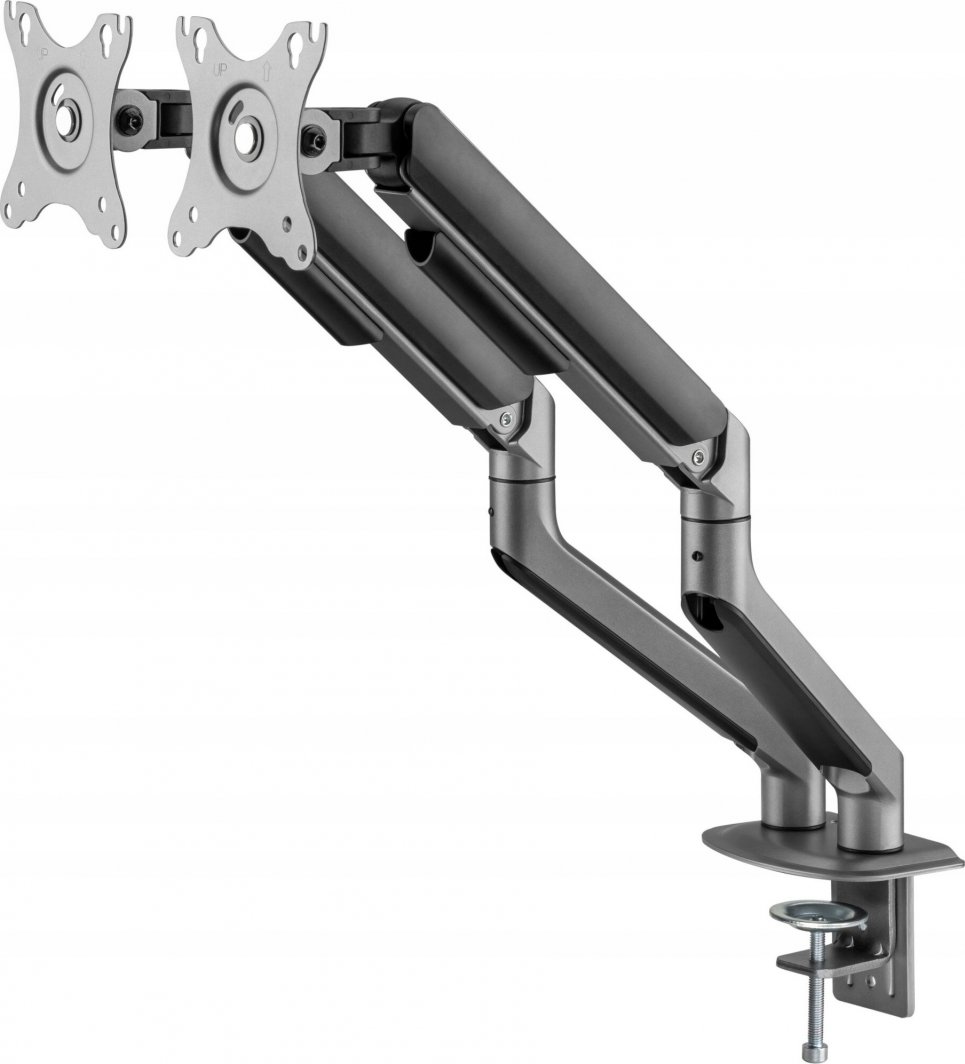 Mbajtëse tavoline Gembird për 2 monitorë, 17" - 32", e hirtë