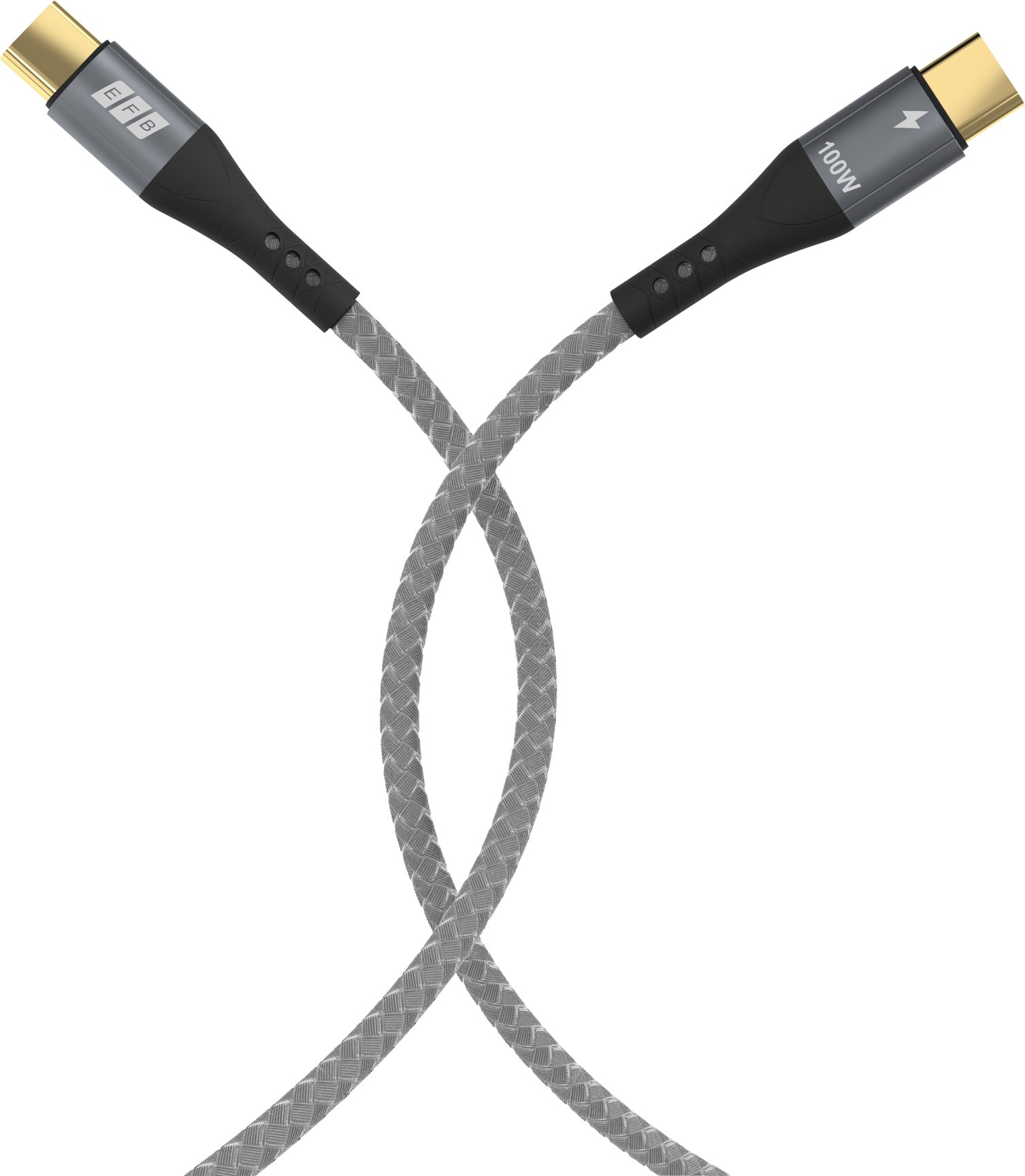 USB кабел EFB USB-CC-00006, USB-C до USB-C, 2 м, 100W, црн