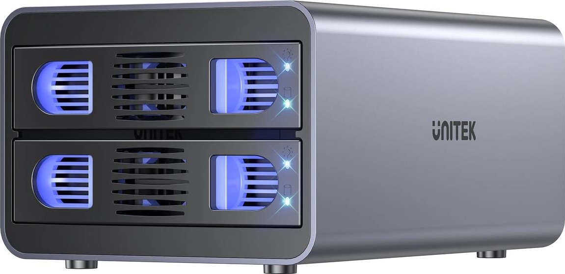 Kutizë RAID Unitek S1308B01, 4 slote SATA 2.5"/3.5", deri 40TB, USB 5Gb/s, gri