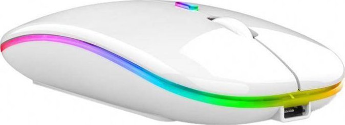 Maus wireless AK211B, RGB, Bluetooth 2.4GHz, i bardhë