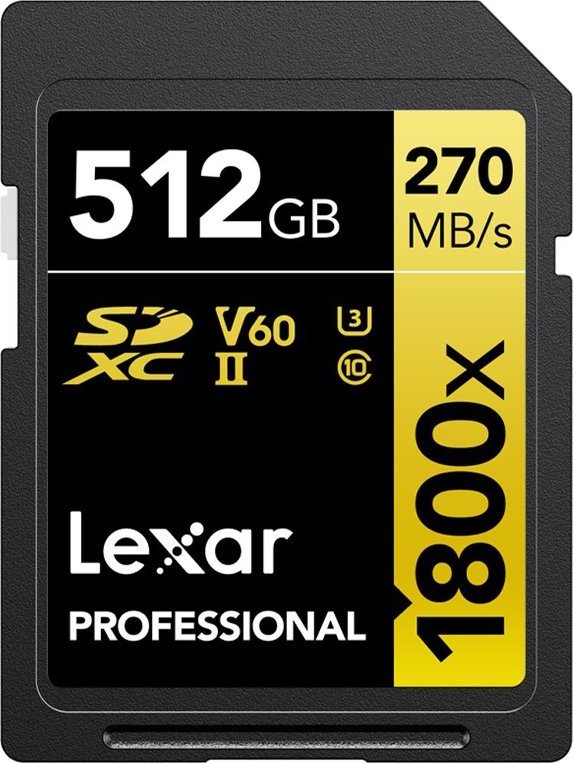 Kartë memorie Lexar Professional 1800x SDXC Gold Series, 512GB, UHS II U3