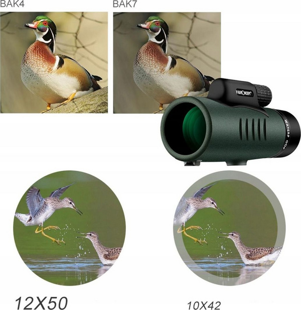 Teleskop K&F Monokular, 12x50mm, I gjelbër