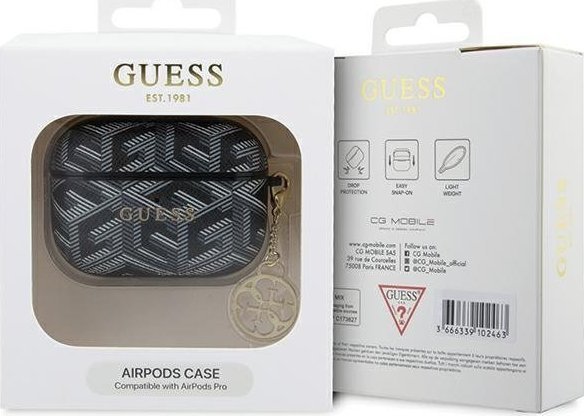 Mbulesë Guess për AirPods Pro G Cube, PU leather, e zezë