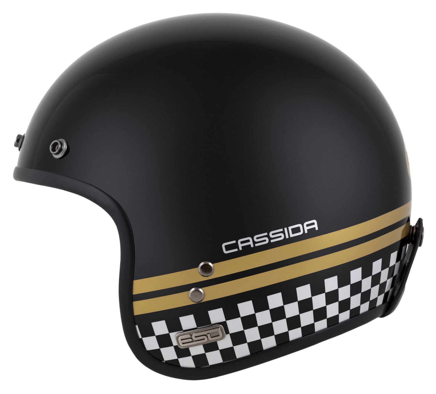 Helmetë moto CASSIDA ESO Forty Nine, fiberglass, ECE 22.06, e zezë perlë ar gri