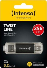 USB flash Intenso Twist Line, 256GB, USB 3.2 Type A dhe Type C, gri