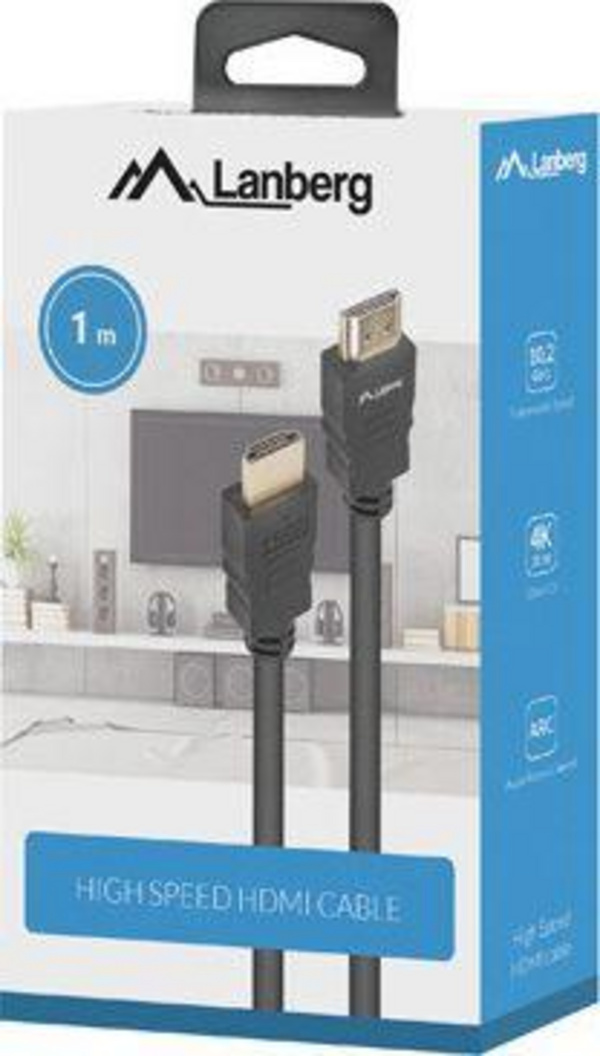Kabllo HDMI Lanberg, 1 m, e zezë (CA-HDMI-15CC-0010-BK)