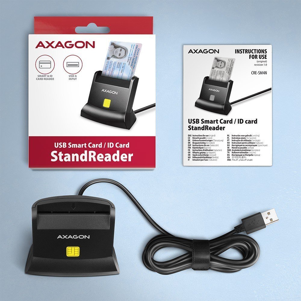 Lexues karte identifikimi Axagon CRE-SM4N, USB A, Smart Card, i zi