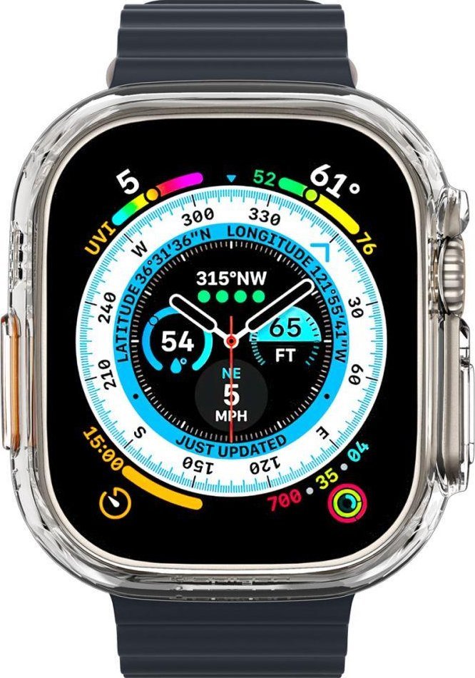 Kuti mbrojtëse Spigen Thin Fit për Apple Watch Ultra 49mm, polikarbonat, transparente