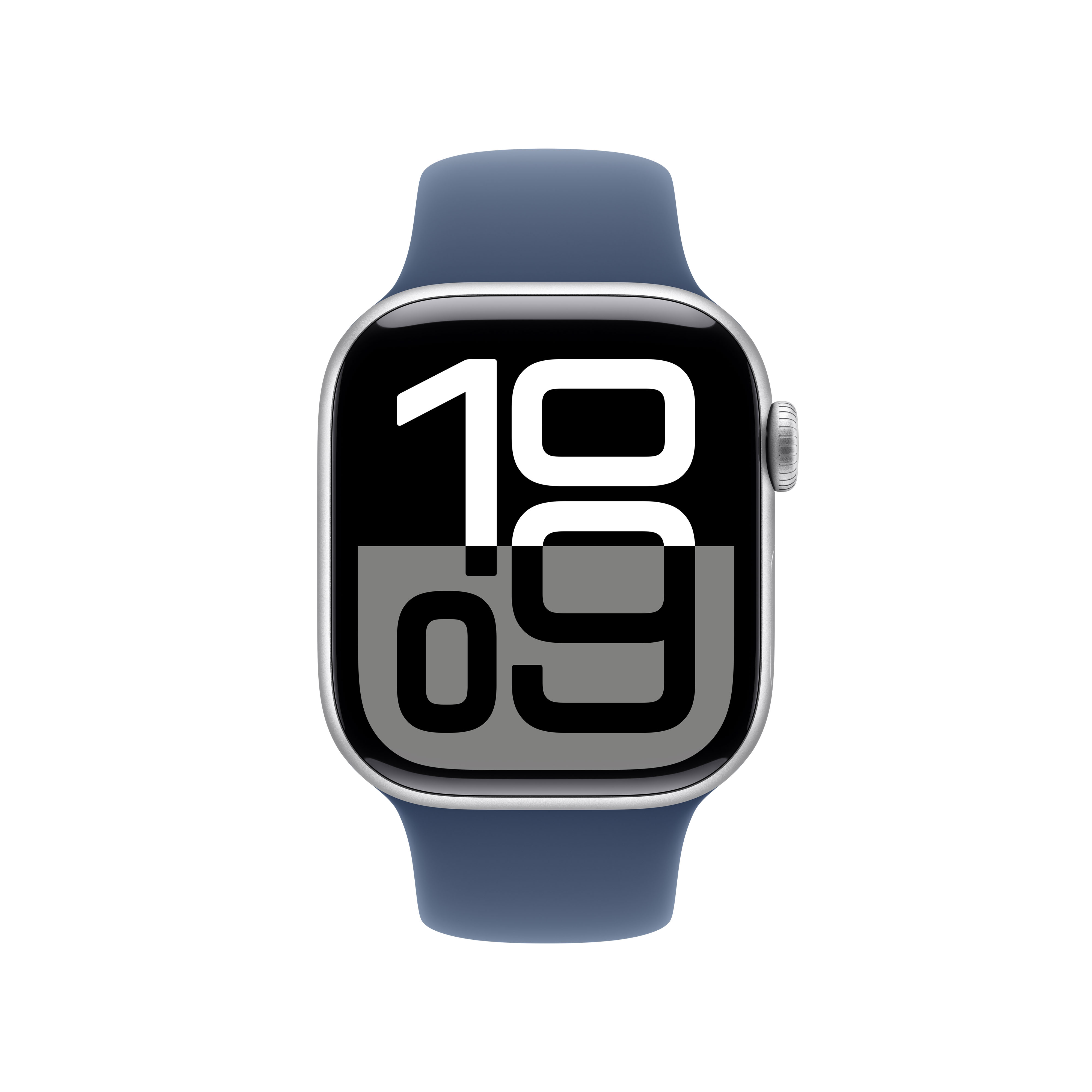 Apple Watch Series 10 GPS, 42mm, Silver Aluminum Case with Denim Sport Band, S/M