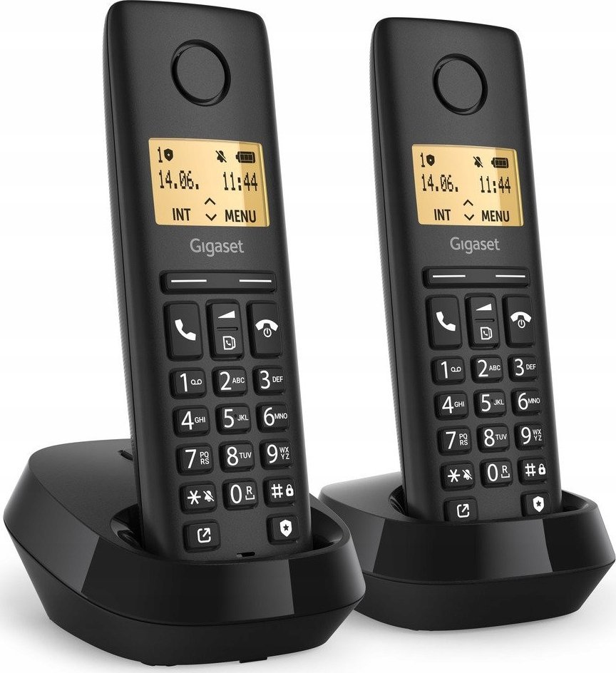 Telefon pa tela Gigaset Pure 100 Duo, set me 2 receptorë, ekran i ndriçuar, gri