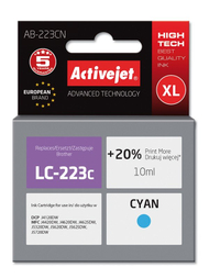 Ngjyrë për printer Activejet AB-223CN (zëvendësim për Brother LC223C), 10 ml, e kaltër