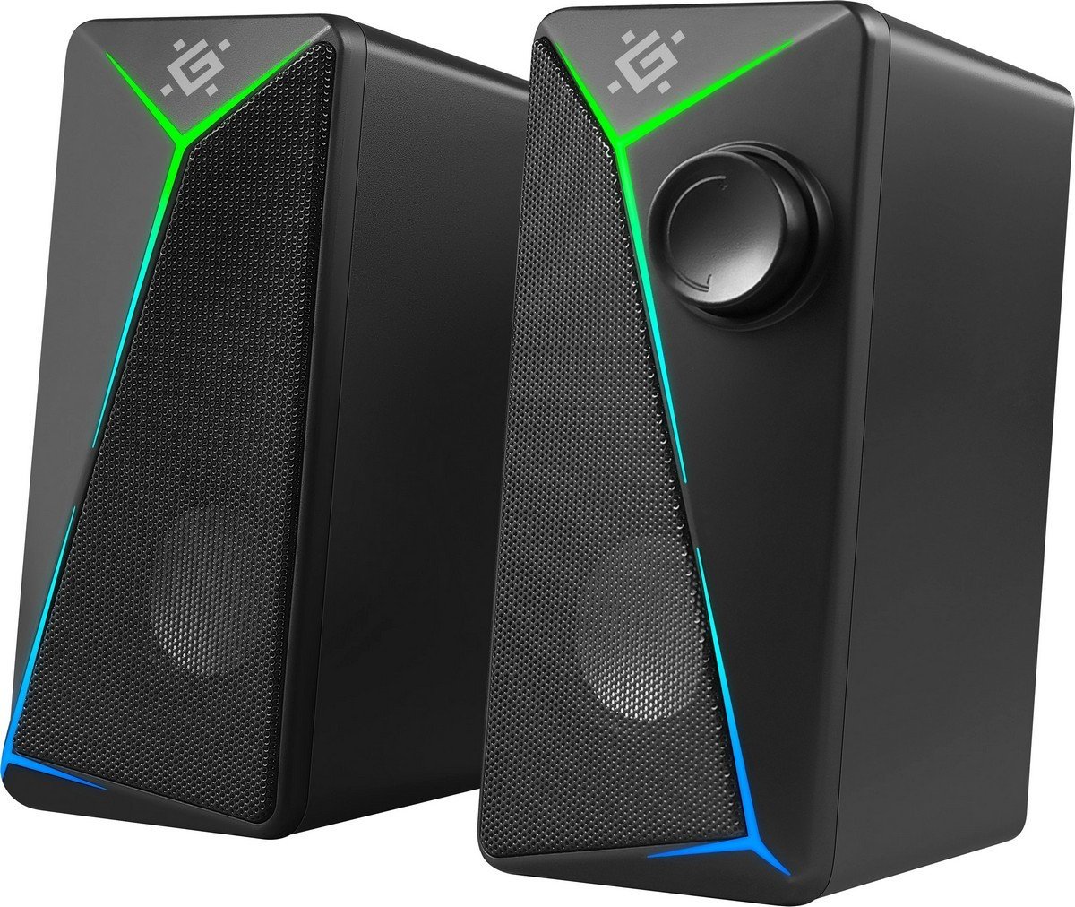 Звучници за персонален компјутер Defender J5 2.0, 6W, USB, со ЛЕД, црни