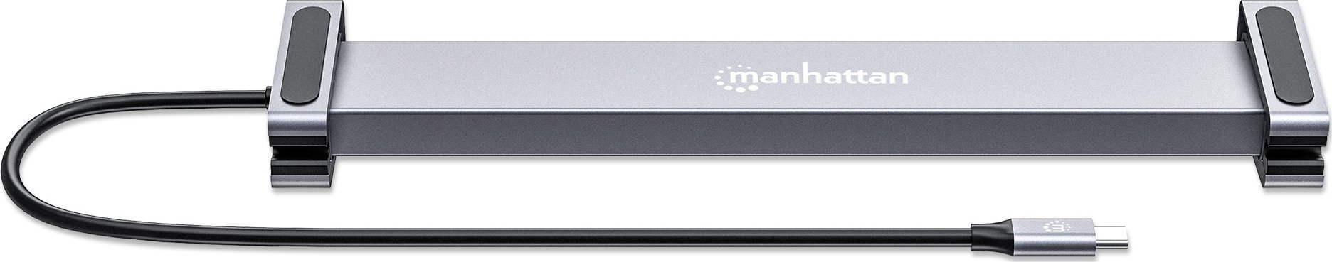 Dock USB C Manhattan 7 porta, 2x HDMI 4K 60Hz, Ethernet Gigabit, gri