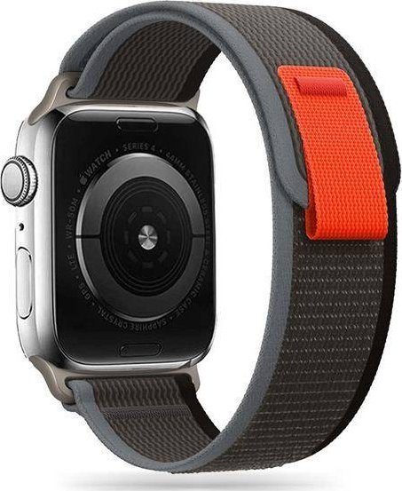 Rrip ore Tech-Protect Nylon për Apple Watch 42-49mm, me Velcro, zi portokalli