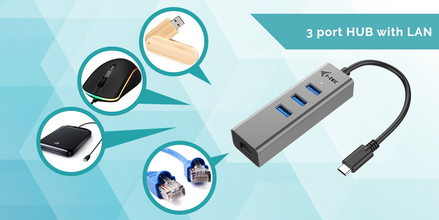 Qendër USB-C I-tec Metal, 3 porte, Gigabit Ethernet, e zezë