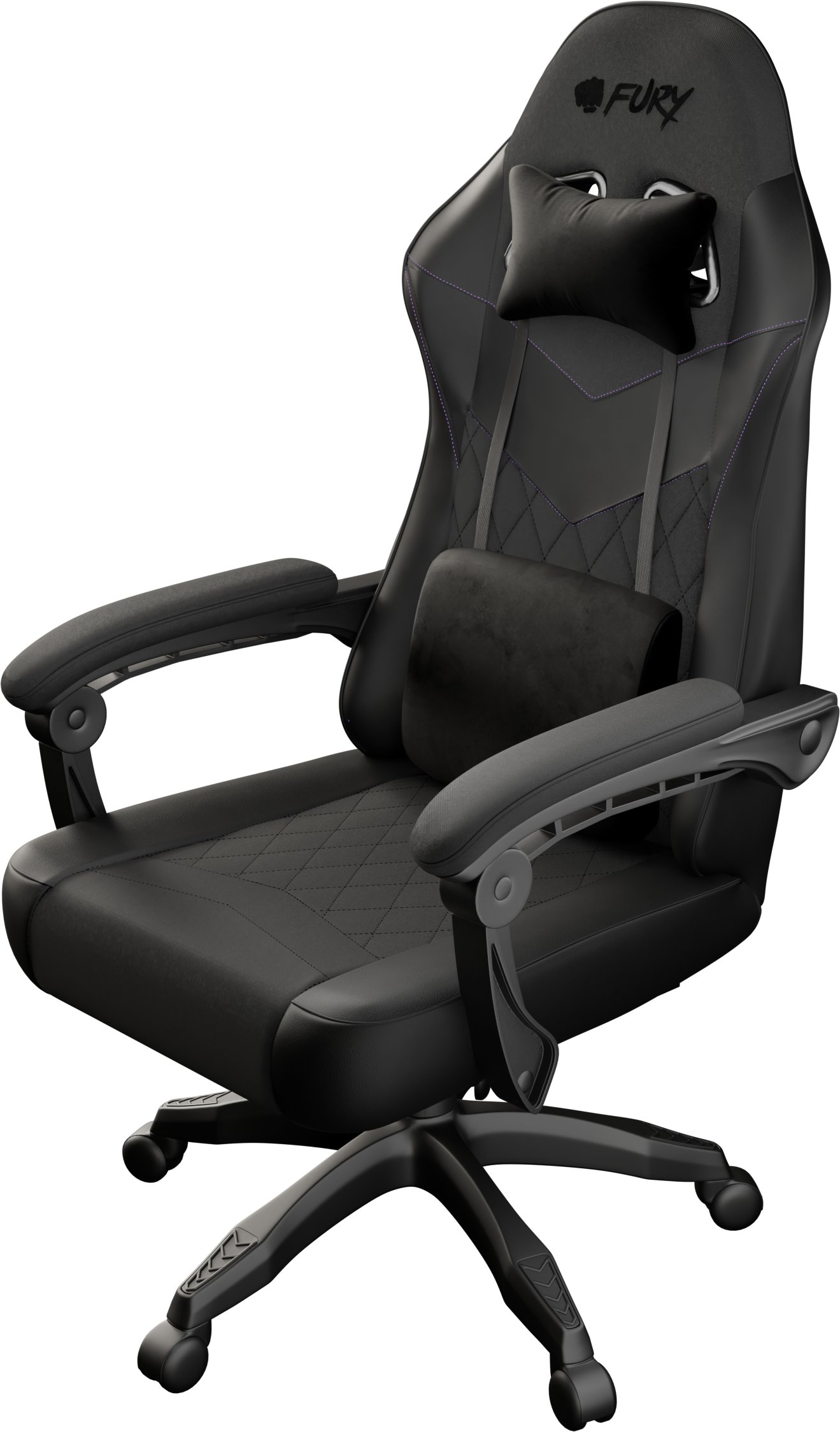 Karrige gaming Fury Shinai S2, eco leather dhe pëlhurë, deri 120kg, e zezë