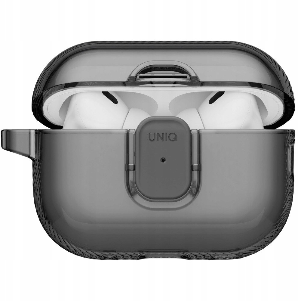 Kuti mbrojtëse UNIQ Glase Pro për AirPods Pro 3, TPU transparent, me kapëse, gri e tymosur