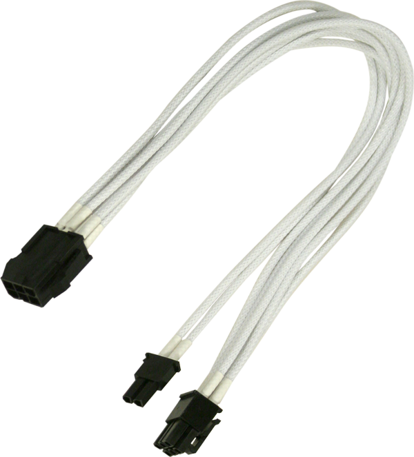 Adapter kabllo Nanoxia PCIe 6 pin në 8 pin, 0.3m, i bardhë