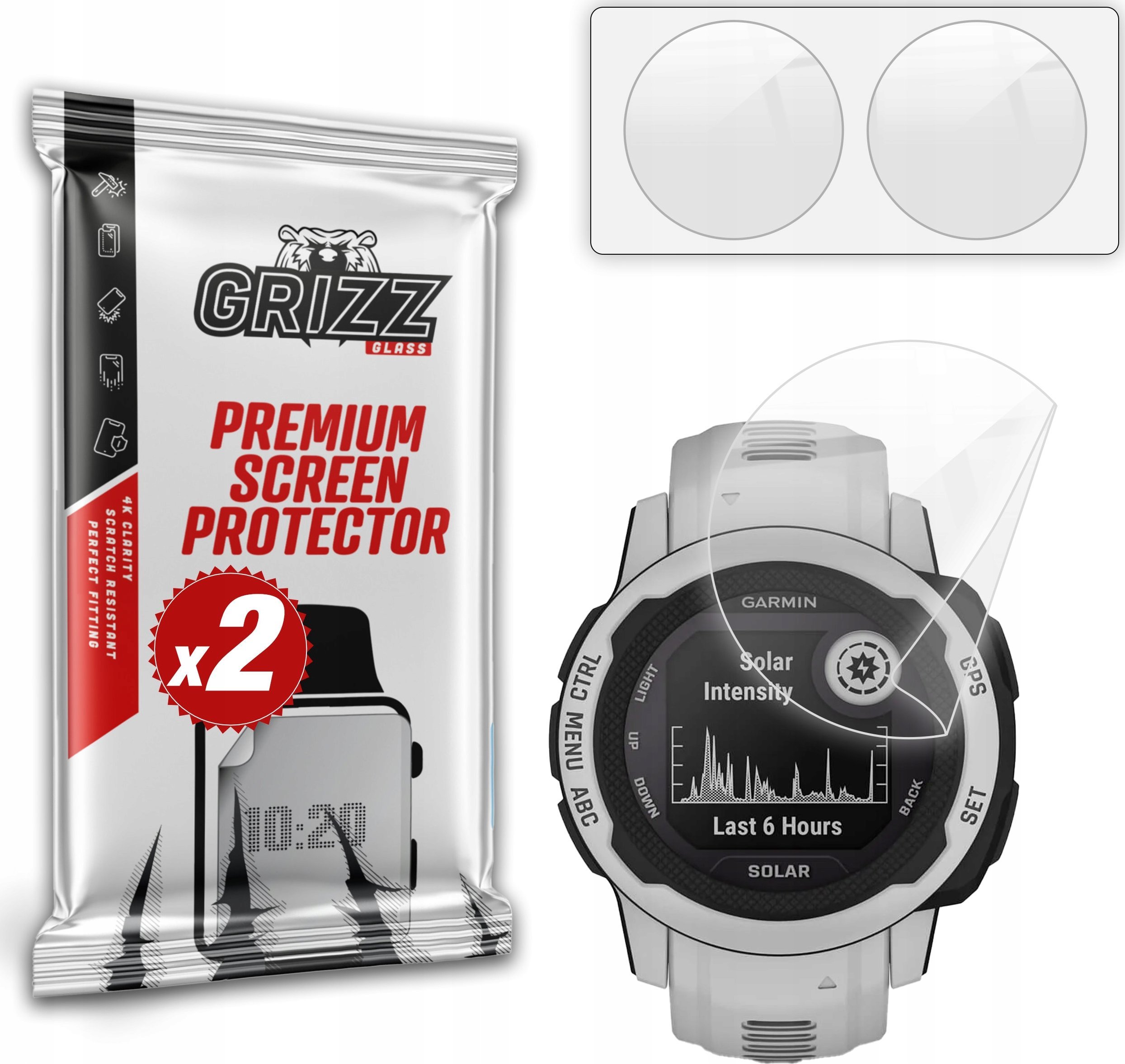 Set 2 x film mbrojtës qeramik Grizz për Garmin Instinct 2S 40mm, transparent