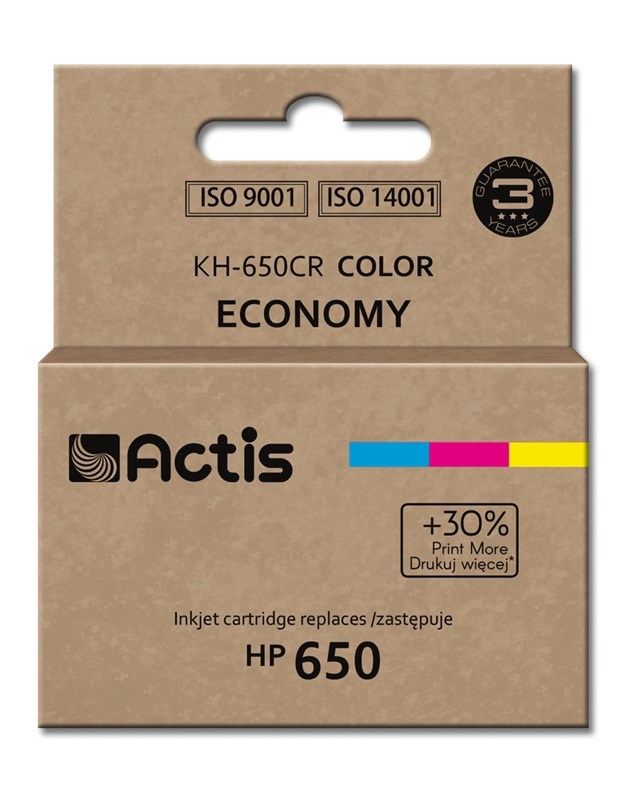 Ngjyrë për printer Actis KH-650CR (zëvendësim për HP 650 CZ102AE), 18 ml, e kaltër / vjollcë /  e verdhë