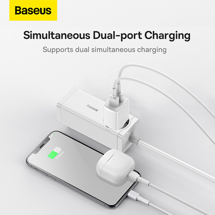 Karikues Baseus, 2xUSB-A, 10.5W, i bardhë