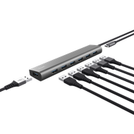 USB hub Trust Halyx, 7 porta, USB 3.2, argjendtë