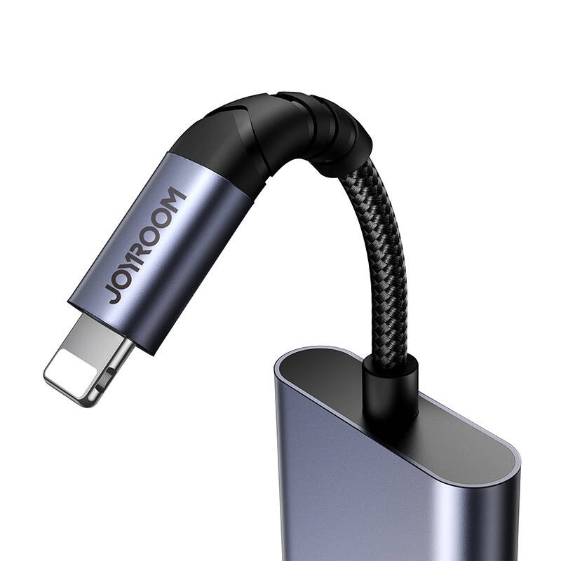 Adapter audio Joyroom SY-L01, Lightning në Lightning 3.5 mm, DAC, i zi