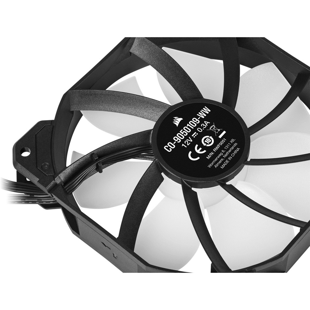 Сет вентилатори CORSAIR iCUE SP120 RGB ELITE, 120mm, PWM, 1500 RPM, црна