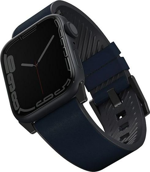 Rrip dore Uniq Straden për Apple Watch 42 44 45mm, lëkurë hibride, blu