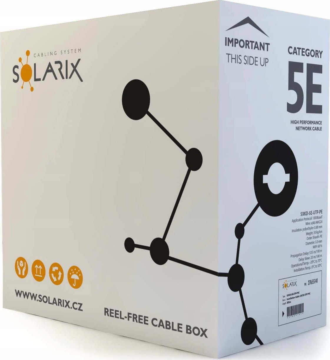 Kabllo rrjeti Solarix SXKD-5E-UTP-PE, Cat5E, 100m, i zi