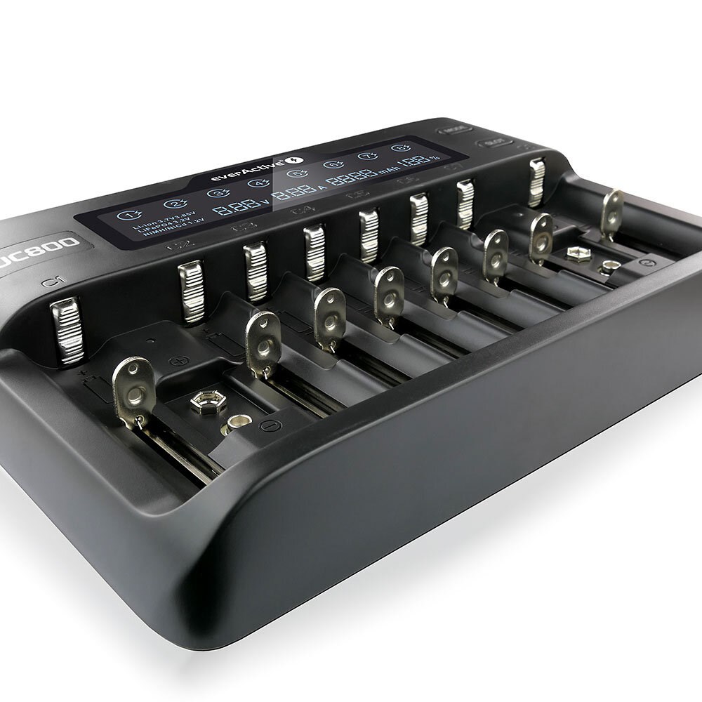Karikues universal baterish everActive UC-800, 10 kanale, ekran LED, i zi